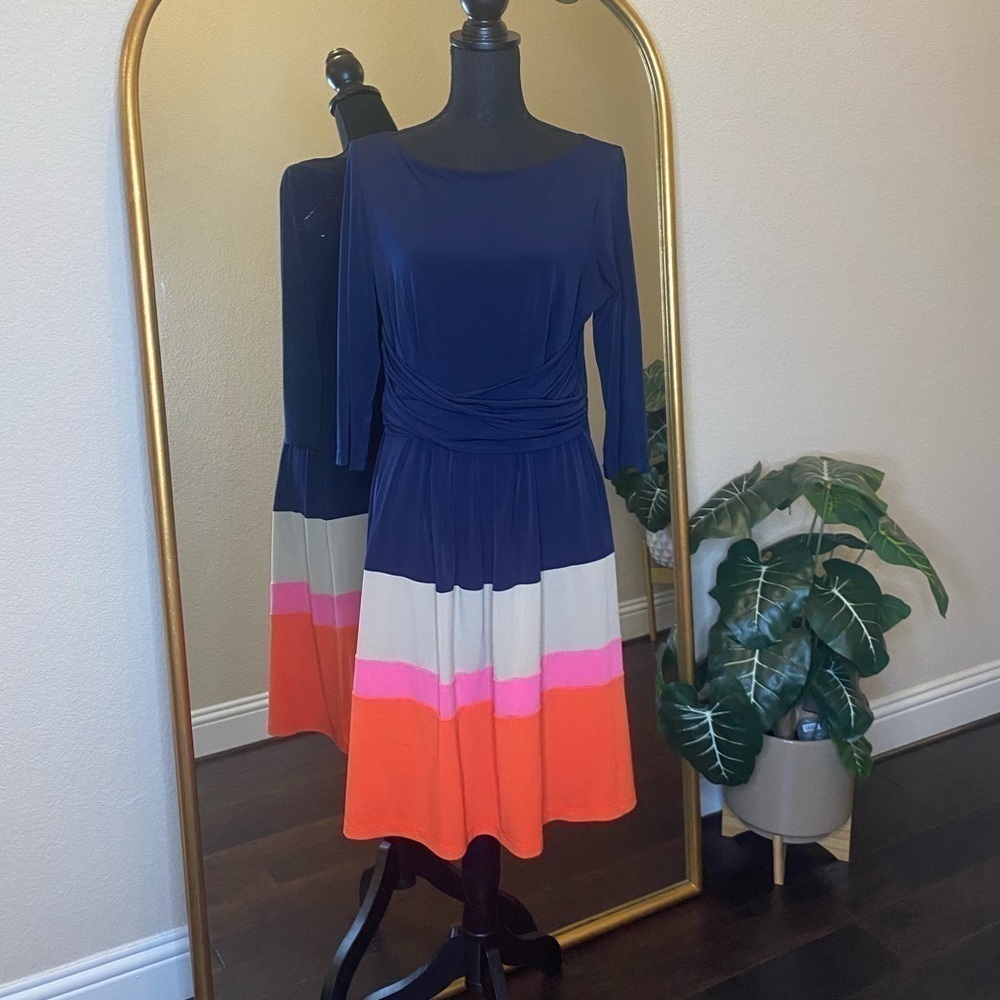 Jessica Howard Sheath Dress Color Block Midi Dress Size 12
